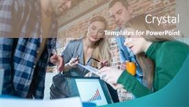  Presentation with business plan - Beautiful PPT layouts featuring entrepreneurs-discussing-the-business-plan backdrop and a coral colored foreground