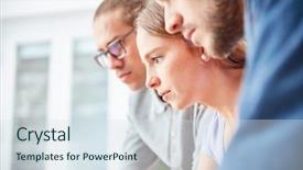  Presentation with decision - Beautiful presentation featuring entrepreneurs think about a decision backdrop and a sky blue colored foreground