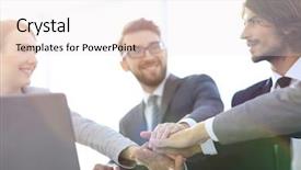  Presentation with successful - Audience pleasing theme consisting of entrepreneurs working in a team backdrop and a  colored foreground