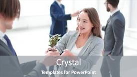  Presentation with sprouts and pulses - Amazing PPT theme having entrepreneurship green - businessman and businesswoman holding backdrop and a gray colored foreground