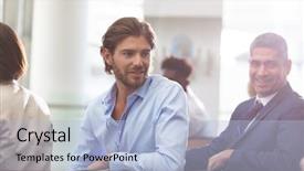  Presentation with coworkers - Audience pleasing slide deck consisting of entrepreneurship skills - front view of caucasian businessman backdrop and a light blue colored foreground