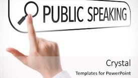  Presentation with public speaking - Slide deck enhanced with entrepreneurship skills - public speaking written in search background and a  colored foreground