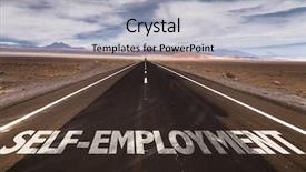  Presentation with self - Slide deck enhanced with entrepreneurship skills - self-employment written on desert road background and a light gray colored foreground