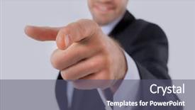  Presentation with points - Theme consisting of entreprenual - handsome man points his finger background and a gray colored foreground