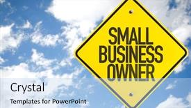  Presentation with sky - Colorful slide set enhanced with entreprenual - small business owner sign backdrop and a light blue colored foreground