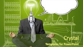  Presentation with lotus - Audience pleasing theme consisting of entreprenure thinking - lamp-head businessman in lotus pose backdrop and a tawny brown colored foreground