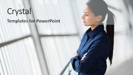  Presentation with entrepreneur risk - Audience pleasing PPT layouts consisting of entreprenure thinking - thoughtful young entrepreneur looking outside backdrop and a sky blue colored foreground