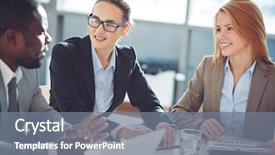  Presentation with interviewing children - Colorful slides enhanced with entretien - two businesswomen interviewing young man backdrop and a gray colored foreground