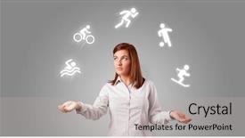  Presentation with sports - PPT theme with entretien m nager - young student juggle with sports background and a light gray colored foreground