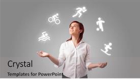  Presentation with sports - Amazing presentation theme having entretien m nager - young student juggle with sports backdrop and a  colored foreground