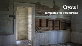  Presentation with old house - Theme consisting of schoolhouse - ruined interior and entry background and a dark gray colored foreground