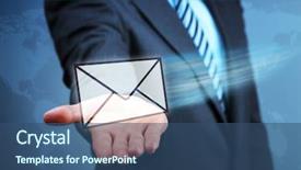  Presentation with envelope - Colorful PPT theme enhanced with envelope concept for e-mail backdrop and a ocean colored foreground