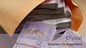  Presentation with envelope - Colorful presentation theme enhanced with envelope full of bundle hundred dollars backdrop and a light gray colored foreground