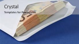  Presentation with envelope - Slide set featuring envelope full with money background and a  colored foreground