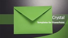  Presentation with envelope - Colorful slide set enhanced with envelope isolated on the black background backdrop and a seafoam green colored foreground