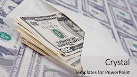  Presentation with envelope - Colorful PPT theme enhanced with envelope on american money background backdrop and a light gray colored foreground