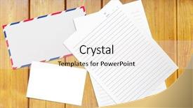  Presentation with old wooden table food - Audience pleasing PPT theme consisting of envelope on the wooden table backdrop and a  colored foreground