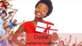  Presentation with black women - Slides featuring envelope over happy people group background and a coral colored foreground