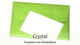  Presentation with congratulatory - Presentation with envelope with congratulatory card isolated background and a soft green colored foreground