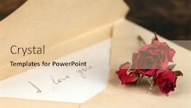 Presentation with rustic love - Presentation theme enhanced with envelope with love letter and dried rose on rustic wooden table background background and a lemonade colored foreground