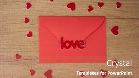  Presentation with envelope - Colorful PPT theme enhanced with envelope-with-red-paper-hearts backdrop and a coral colored foreground