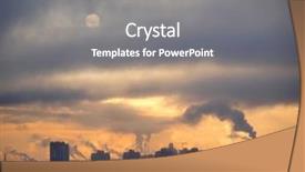  Presentation with photograph - Amazing slide deck having envinroment industry - color photograph of industrial buildings backdrop and a gray colored foreground