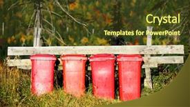  Presentation with pollution - Beautiful PPT theme featuring enviornmental degradation - recycle bins - nature pollution backdrop and a tawny brown colored foreground