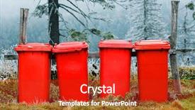  Presentation with pollution - Beautiful PPT theme featuring enviornmental degradation - recycle bins - nature pollution backdrop and a crimson colored foreground