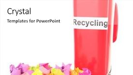  Presentation with recycling - Presentation design featuring enviornmental degradation - recycling bin with papers isolated background and a white colored foreground