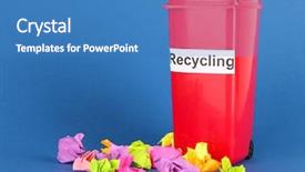  Presentation with recycling - PPT layouts featuring enviornmental degradation - recycling bin with papers background and a teal colored foreground