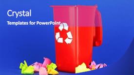  Presentation with recycling - Beautiful theme featuring enviornmental degradation - recycling bin with papers backdrop and a cobalt blue colored foreground