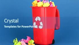  Presentation with recycling - Audience pleasing PPT theme consisting of enviornmental degradation - recycling bin with papers backdrop and a ocean colored foreground