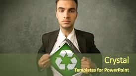  Presentation with recycle - Amazing PPT theme having enviroment - enviromentalist business man tearing off backdrop and a tawny brown colored foreground