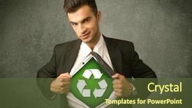  Presentation with recycle - Colorful PPT layouts enhanced with enviroment - enviromentalist business man tearing off backdrop and a tawny brown colored foreground