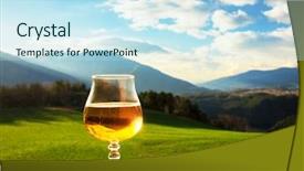  Presentation with mountains - Amazing PPT theme having enviroment - glass of fresh beer backdrop and a sky blue colored foreground