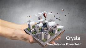  Presentation with development - Beautiful slide deck featuring enviroment - new development project mixed media backdrop and a gray colored foreground