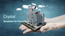  Presentation with development - PPT theme featuring enviroment - new development project mixed media background and a ocean colored foreground