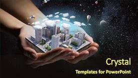  Presentation with media - PPT theme with enviroment - new development project mixed media background and a wine colored foreground