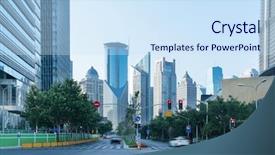  Presentation with street shanghai night - PPT theme consisting of enviroment - urban street shanghai china background and a  colored foreground