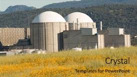  Presentation with flowery - Colorful PPT theme enhanced with almaraz nuclear power plant backdrop and a gold colored foreground