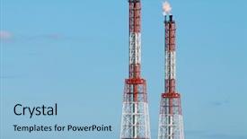  Presentation with refinery - Audience pleasing presentation design consisting of refinery tower with fire blaze backdrop and a light blue colored foreground