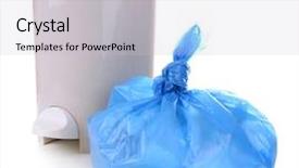  Presentation with plastic bag - Slide set enhanced with enviroment sanitation - garbage bin and plastic trash background and a light gray colored foreground
