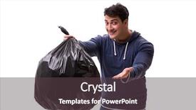  Presentation with garbage - Audience pleasing presentation design consisting of enviroment sanitation - man with garbage sack isolated backdrop and a tawny brown colored foreground