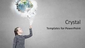  Presentation with planet mars and earth - Beautiful slide set featuring enviromental - adorable kid girl and earth backdrop and a light gray colored foreground