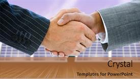  Presentation with shaking hands - Theme having enviromental - business people shaking hands background and a red colored foreground
