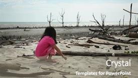  Presentation with polluted - Presentation theme having enviromental - child playing at the polluted background and a gray colored foreground