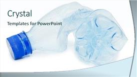  Presentation with plastic bottle pollution - Amazing presentation having enviromental - crumpled plastic bottle isolated backdrop and a sky blue colored foreground