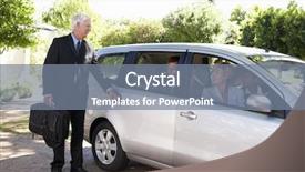  Presentation with car business - Presentation theme with enviromental - group of business colleagues car background and a gray colored foreground