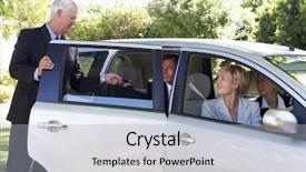  Presentation with car business - Presentation with enviromental - group of business colleagues car background and a light blue colored foreground