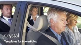  Presentation with car business - Presentation theme having enviromental - group of business colleagues car background and a dark gray colored foreground